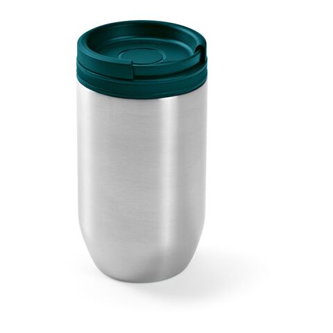 Werbeartikel Okavongo Reisbecher recy.Edelstahl, 430 ml. Dopplewandig und Auslaufsicher – petrol – mit Logo bedruckt