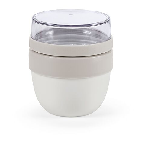 Werbeartikel Rembrandt 600 Thermobehälter recy.Edelstahl, 580 ml. Mit 2 Fächern – Hellgrau – mit Logo bedruckt