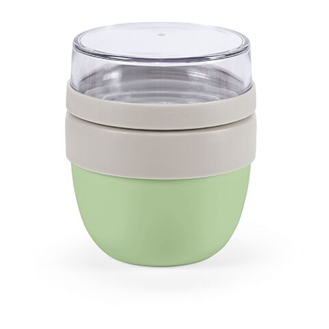 Werbeartikel Rembrandt 600 Thermobehälter recy.Edelstahl, 580 ml. Mit 2 Fächern – mattgrün – mit Logo bedruckt