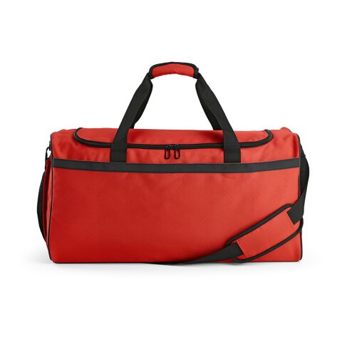 Werbeartikel São Paulo L 50 L Sporttasche, rPET ripstop.Mit reflektierenden Streifen – Rot – Sporttasche / Reisetasche mit Logo bedruckt