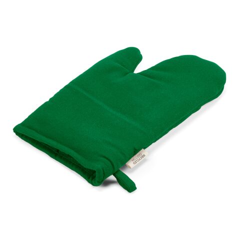 Werbeartikel Titian Küchenhandschuh aus recy.Baumwolle 220g/m² – Grün – mit Logo bedruckt