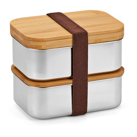 Vermeer Lunchbox, rec.Edelstahl, 1480 ml, mit Bambusdeckel und integriertem Besteck Silber | ohne Werbeanbringung | Nicht verfügbar | Nicht verfügbar | Nicht verfügbar