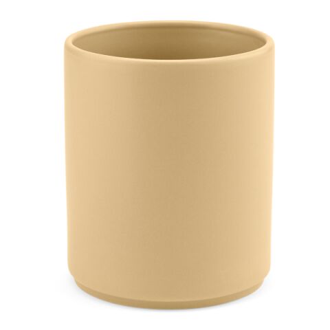 Werbeartikel Tiber 350 ml Keramikbecher ohne Henkel matte Oberfläche modernes Design inkl. Box – pastelgelb – mit Logo bedruckt