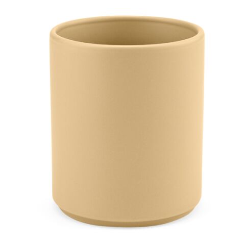 Werbeartikel Tiber 250 Tasse aus Kermaik, 240 ml. Matte Oberfläche – pastelgelb – mit Logo bedruckt