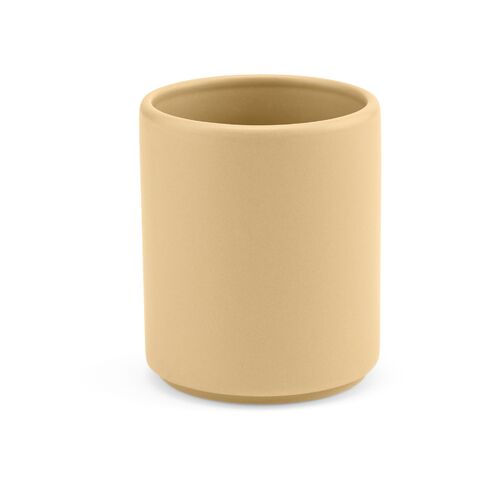 Werbeartikel Tiber 75 Tasse aus Keramik, 75ml. Matte Oberfläche – pastelgelb – mit Logo bedruckt