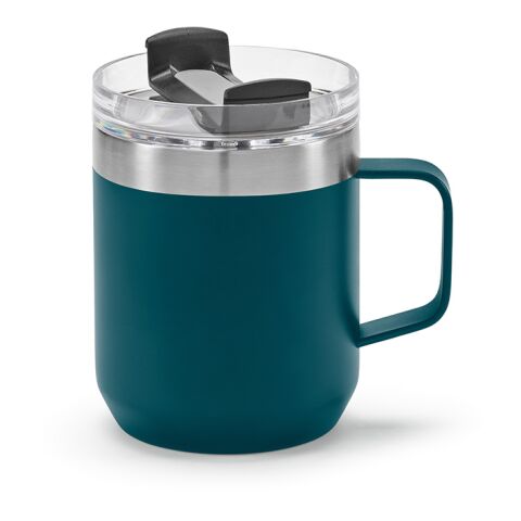 Shinano 440 ml Thermobecher aus Recycling-Edelstahl vakuumisoliert mit 3-Funktions-Deckel – Petrol – mit Logo bedruckt