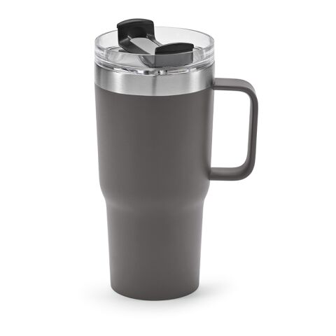 Werbeartikel Neman Tasse recy.Edelstahl, 580 ml. Mit drehbarem Deckel – grau – mit Logo bedruckt