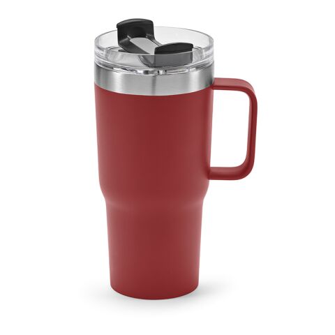 Werbeartikel Neman Tasse recy.Edelstahl, 580 ml. Mit drehbarem Deckel – burgund – mit Logo bedruckt