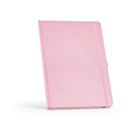 Werbeartikel Marquez A4 Notizbuch – rosa – mit Logo bedruckt nachhaltig aus recyceltem Papier für den Büroalltag