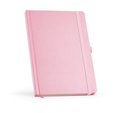 Werbeartikel Notizbuch Marquez DIN A5 – rosa – mit Logo geprägt nachhaltig aus recyceltem Papier für Meetings & Konferenzen