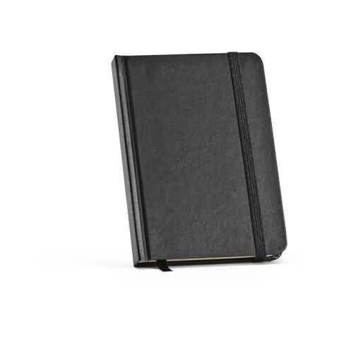 Werbeartikel Marquez A6 Notizbuch mit Festeinband. 196 Seiten 70g/m² recy.Papier – schwarz – mit Logo bedruckt