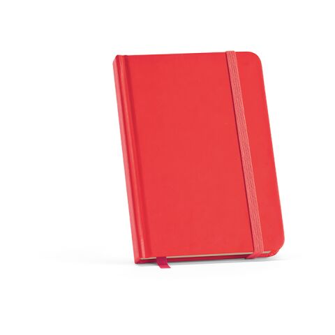 Werbegeschenk Marquez Notizbuch DIN A6 – rot – mit Logo bedruckt nachhaltig aus recyceltem Papier für Meetings & Konferenzen