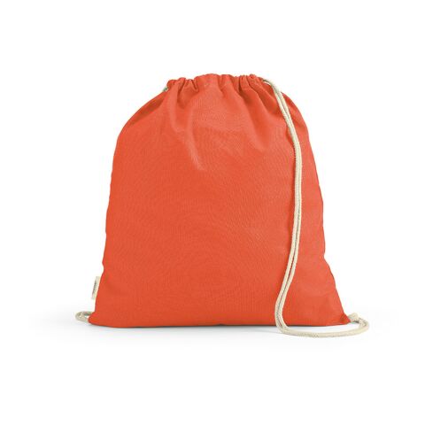 Werbeartikel Lhotse Kordelzugbeutel aus recycelter Baumwolle (140 g/m²) – Orange – Turnbeutel / Sportbeutel mit Logo bedruckt