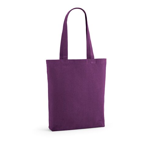 Werbeartikel Annapurne Einkaufstasche recy.Baumwolle (180 g/m²). Mit Bodenfalte – purpur – mit Logo bedruckt