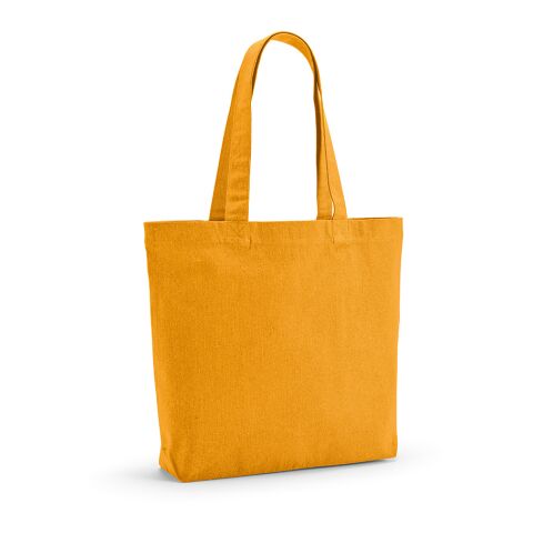 Werbeartikel Kilimanjaro Einkaufstasche recy.Baumwolle (180 g/m²). Mit Bodenfalte – gelb – mit Logo bedruckt