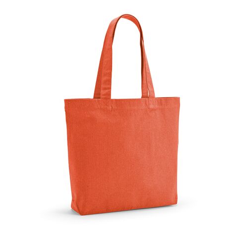 Werbeartikel Kilimanjaro Einkaufstasche recy.Baumwolle (180 g/m²). Mit Bodenfalte – Orange – mit Logo bedruckt