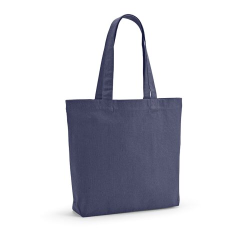 Werbeartikel Kilimanjaro Einkaufstasche recy.Baumwolle (180 g/m²). Mit Bodenfalte – marineblau – mit Logo bedruckt