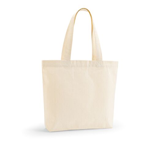 Werbeartikel Blanc Einkaufstasche recy.Baumwolle (220 g/m²). Mit Henkeln und Bodenfalte – natur – mit Logo bedruckt