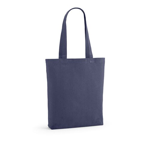Werbeartikel Logan Einkaufstasche recy.Baumwolle (280 g/m²). Mit Bodenfalte – marineblau – mit Logo bedruckt