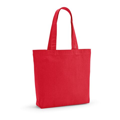 Werbeartikel Aconcagua Einkaufstasche recy.Baumwolle (280 g/m²). Mit Bodenfalte – rot – mit Logo bedruckt