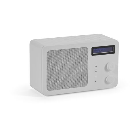 Werbeartikel Soundview Lautsprecher rABS 3600 mAh. 10 Std Spielzeit. Mit LCD-Display – silber – mit Logo bedruckt