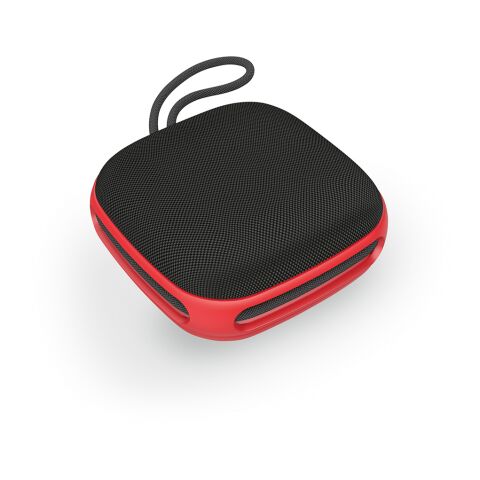 Werbeartikel Da Vinci Lautsprecher rABS, 2600 mAh. 10 Std Spielzeit. IPX4-Schutz – rot – mit Logo bedruckt