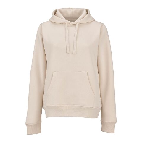Werbeartikel Bondi Damen Kapuzenpullover. Bio-Baumwolle und rPET. 300g/m² – Beige – mit Logo bedruckt
