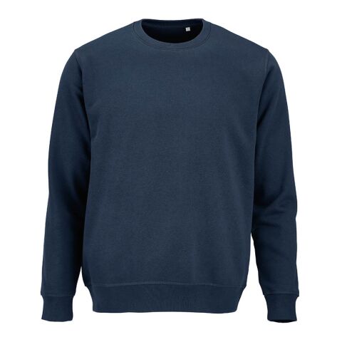 Werbeartikel Waikiki Unisex Sweatshirt mit Rundhalsausschnitt. Bio-Baumwolle und rPET – Marineblau – mit Logo bedruckt