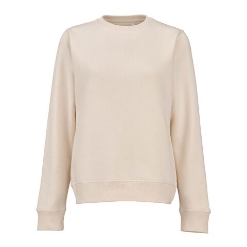 Werbeartikel Waikiki Damen Sweatshirt mit Rundhalsausschnitt. Bio-Baumwolle und rPET – Beige – mit Logo bedruckt