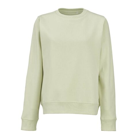 Teamkleidung Waikiki Sweatshirt Damen – pastelgrün – mit Logo bedruckt, nachhaltig aus Bio-Baumwolle und rPET, Gr. S-3XL