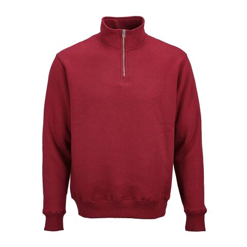 Werbeartikel Malibu Sweatshirt mit 1/4-Reißverschluss. Bio-Baumwolle, recy. Baumwolle und rPET – Burgund