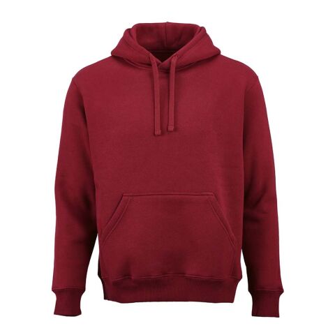 Werbeartikel Tulum Kapuzenpullover. Bio-Baumwolle, recy. Baumwolle und rPET – Burgund