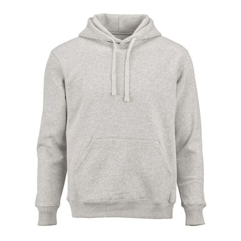 Werbeartikel Tulum Kapuzenpullover. Bio-Baumwolle, recy. Baumwolle und rPET – Helles meliertes Grau
