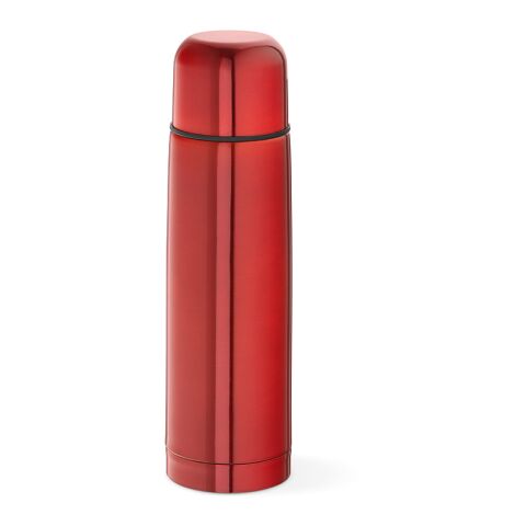 Werbeartikel Danube 500 ml Thermoskanne recycelter Edelstahl doppelwandig bis 20h heiß/55h kalt inkl. Becher – Rot – mit Logo bedruckt