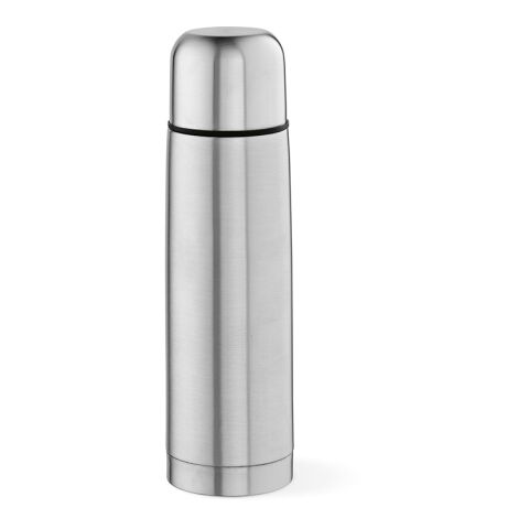 Werbeartikel Danube 500 ml Thermoskanne recycelter Edelstahl doppelwandig bis 20h heiß/55h kalt inkl. Becher – silber – mit Logo bedruckt