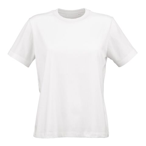 Werbeartikel Copacabana W Damen T-Shirt aus Jersey. 100% Bio-Baumwolle. 165g/m² – Weiß – mit Logo bedruckt