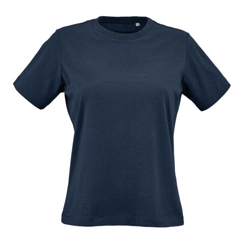 Werbeartikel Copacabana W Damen T-Shirt aus Jersey. 100% Bio-Baumwolle. 165g/m² – Marineblau – mit Logo bedruckt