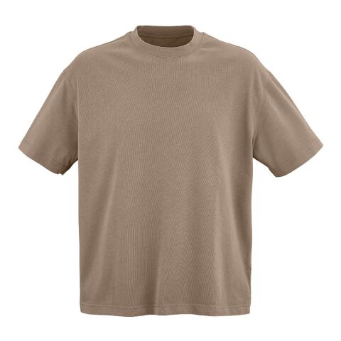 Werbeartikel Paloma Oversized T-Shirt. 100% Bio-Baumwolle. 240g/m² – Hellbraun – mit Logo bedruckt