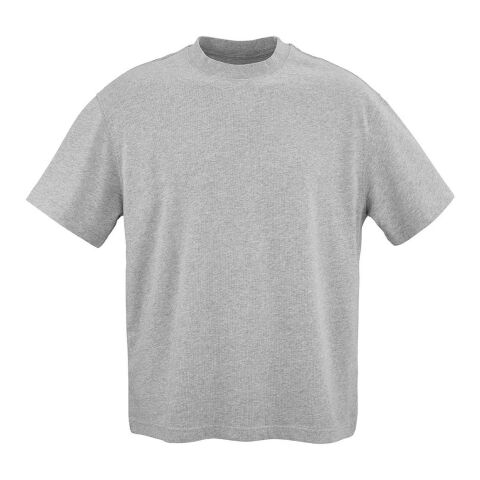 Werbeartikel Paloma Oversized T-Shirt – meliertes grau – mit Logo bedruckt aus nachhaltiger Bio-Baumwolle Gr. XS-XXL