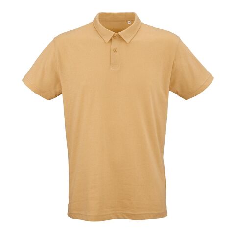 Werbeartikel Ipanema Unisex Polo-Shirt aus Jersey. 100% Bio-Baumwolle – Gelb – mit Logo bedruckt