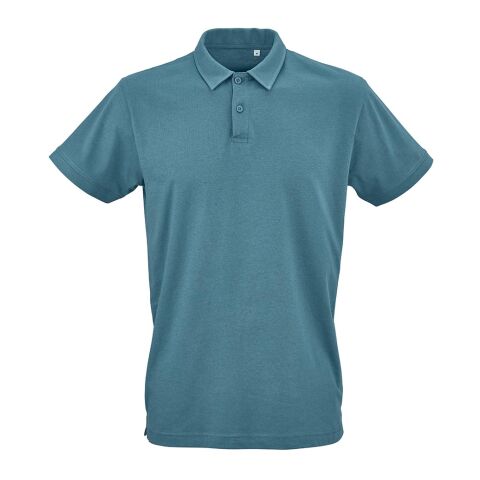 Werbeartikel Ipanema Unisex Polo-Shirt aus Jersey. 100% Bio-Baumwolle – Petrol – mit Logo bedruckt