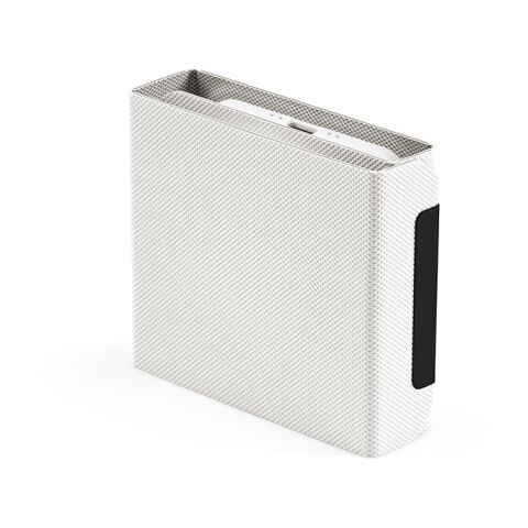 Werbeartikel Linnaeus 3-in-1 Wireless Charger aus rPU. 15 W. USB-C-Anschluss – weiß – mit Logo bedruckt