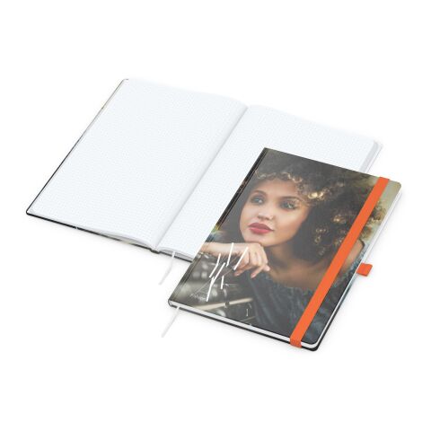 Werbeartikel Notizbuch Match-Book – orange – mit Logo bedruckt DIN A4 für den Büroalltag