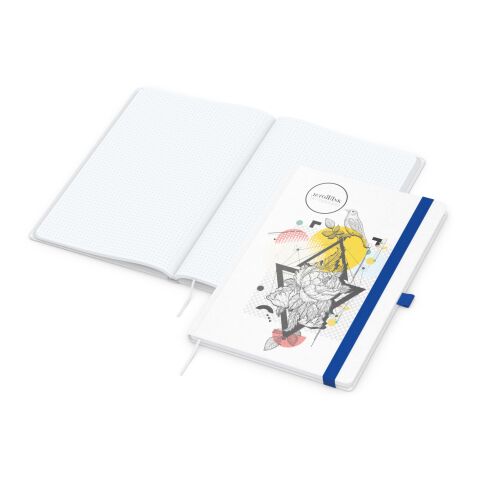 Werbemittel Notizbuch Match-Book – mittelblau – mit Logo bedruckt, Hardcover DIN A4, 192 Seiten, Business-Notizbuch für Bürobedarf