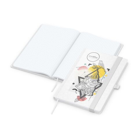 Kundengeschenk Notizbuch Match-Book Natura – weiß – mit Logo bedruckt DIN A5 für den Büroalltag