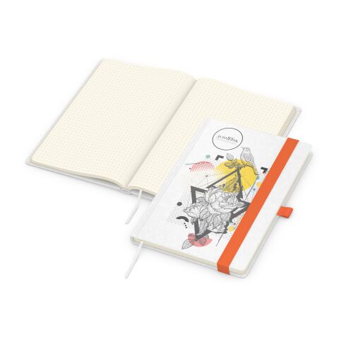 Werbeartikel Notizbuch Match-Book Natura – orange – mit Logo bedruckt DIN A5 für den Büroalltag