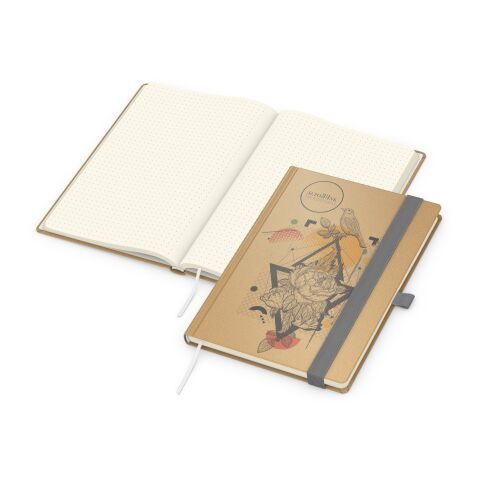 Werbeartikel Notizbuch Match-Book Naturpapier-Hardcover individuell bedruckt – silber – DIN A5 – mit Logo bedruckt