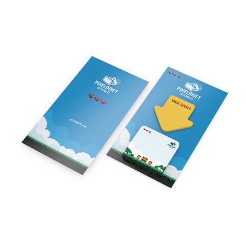 Haftnotiz-Karte Note-Card Form 2 Haftnotizblöcke formgestanzt Trägerkarte