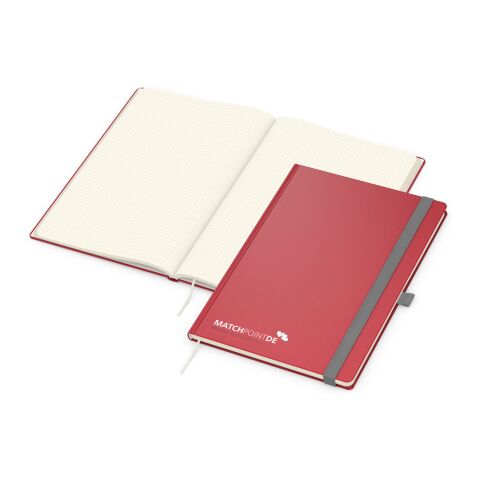 Werbeartikel Notizbuch Vision-Book – rot – mit Logo bedruckt DIN A4 Hardcover 192 Seiten mit Stiftschlaufe und Gummiband