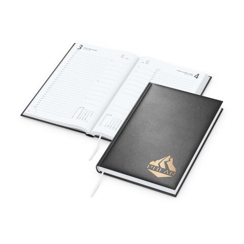 Tageskalender Advance Mo.–So. je 1 Seite Kunstleder-Hardcover Schwarz | DIN A5 | ohne Werbeanbringung | Kupferprägung inkl.